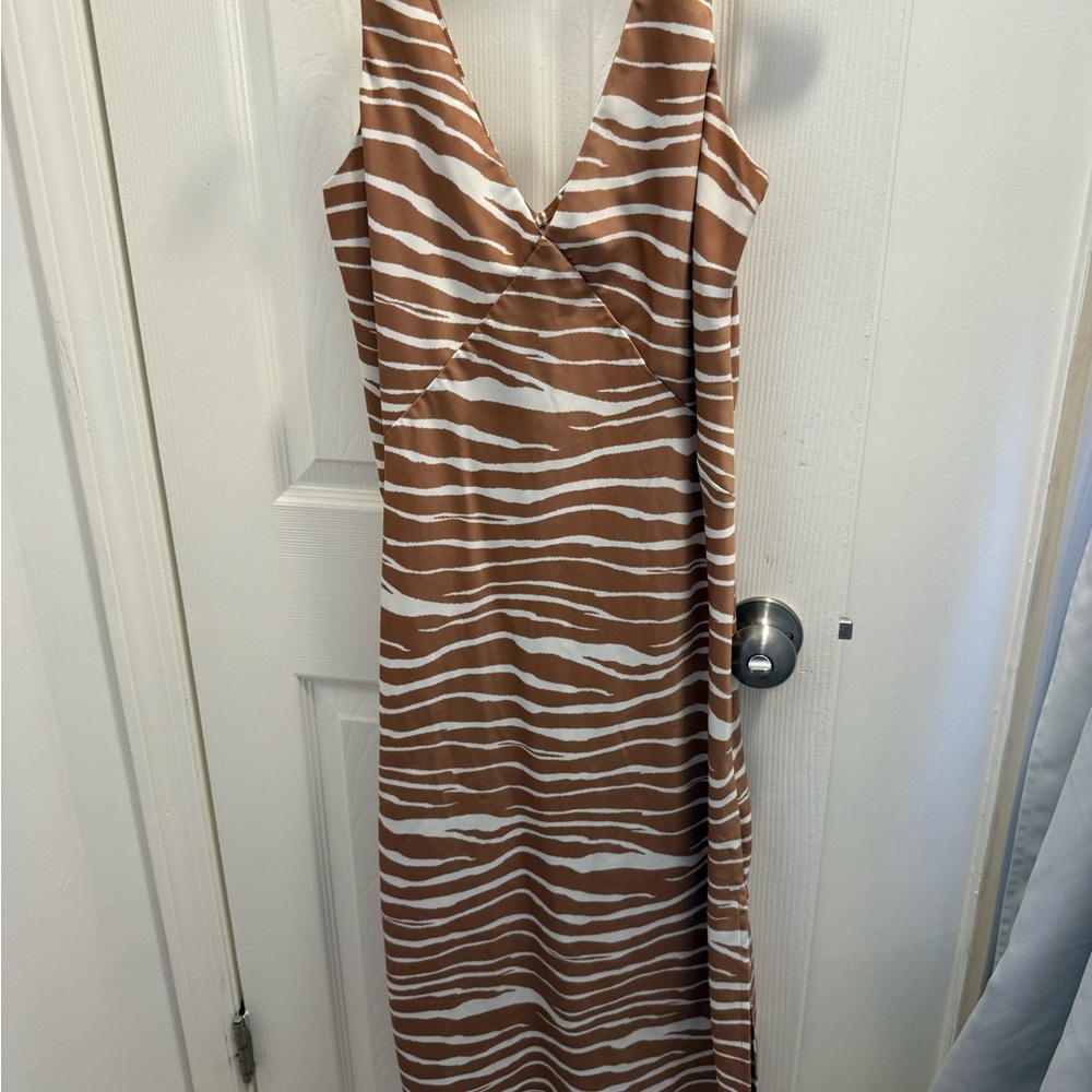 Brown and White Zebra Print Dress